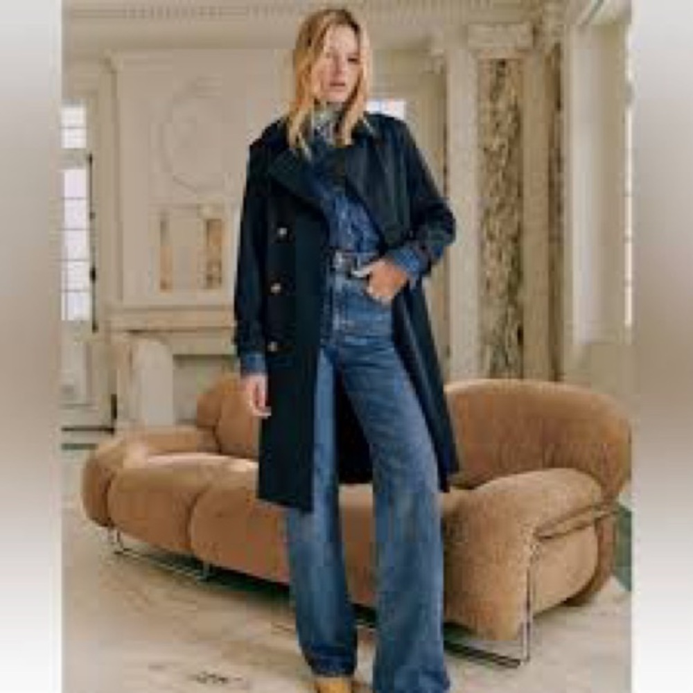 New Sezane Scott Navy Trench Coat- Size 36